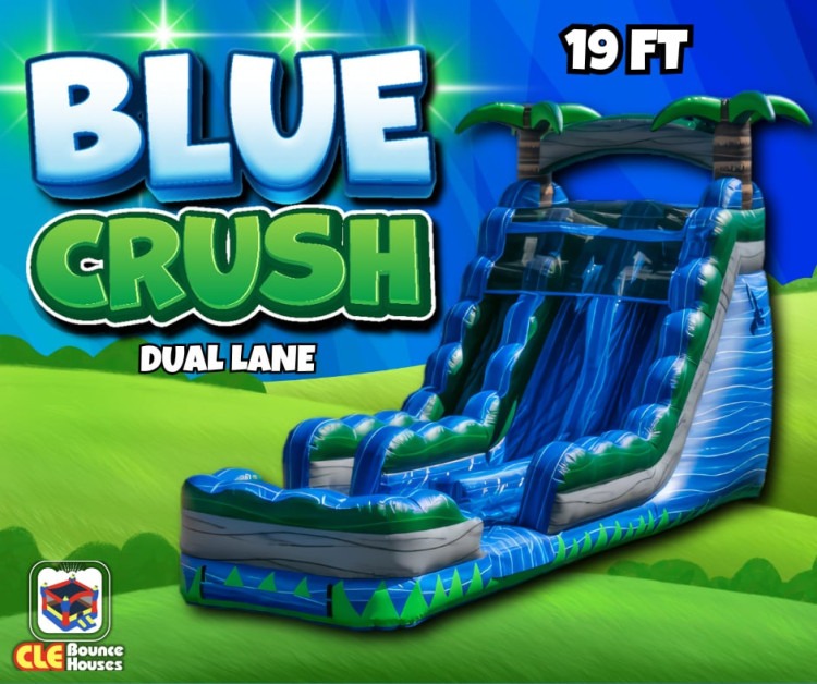 19ft Blue Crush Double Lane Water Slide