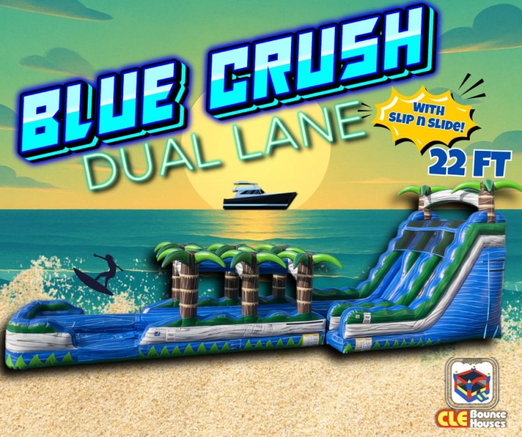 22ft Blue Crush Double Lane Water Slide + Slip and Slide 22ft Blue Crush Double Lane Water Slide + Slip and Slide