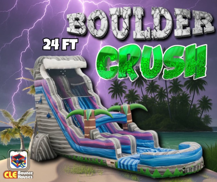 24ft Boulder Crush Single Lane Water Slide