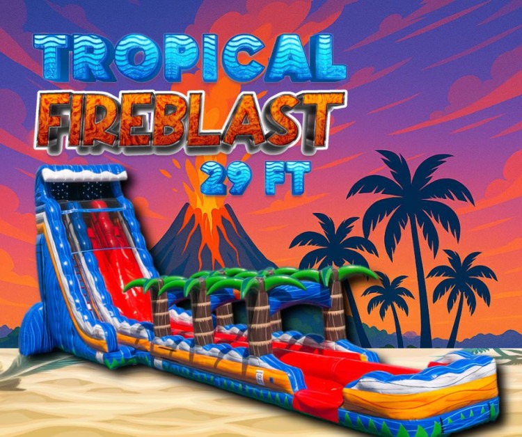 29ft Tropical Fire Blast Dual Lane Water Slide *All Weekend* 29ft Tropical Fire Blast Dual Lane Water Slide *All Weekend*