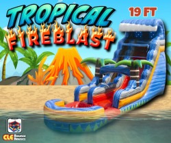 19ft Tropical Fire Blast Single Lane Water Slide
